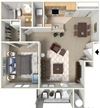 1 Bed 1 Bath Floor Plan